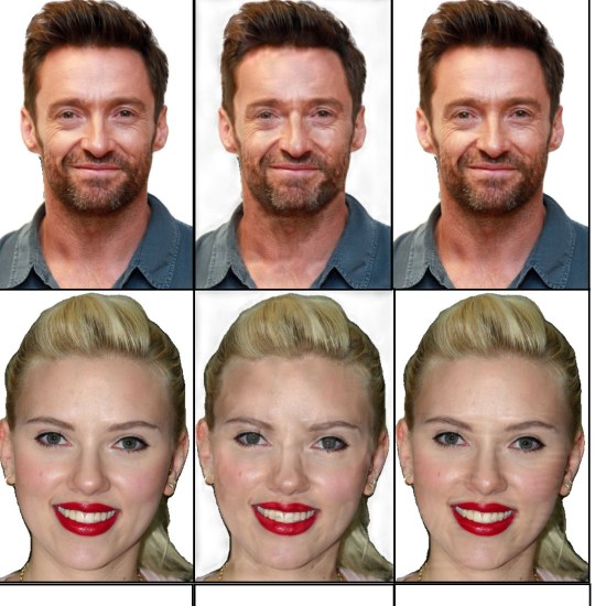 Original, StegaStamp-encoded, and CodeFace-encoded face portraits side by side